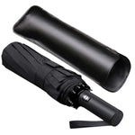 12 Ribs Windproof Travel Umbrella With Teflon Canopy, Lengthened Handle With Auto Open Close Button, Compact Protection From R