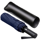 12 Ribs Windproof Travel Umbrella With Teflon Canopy, Lengthened Handle With Auto Open Close Button, Compact Protection From R