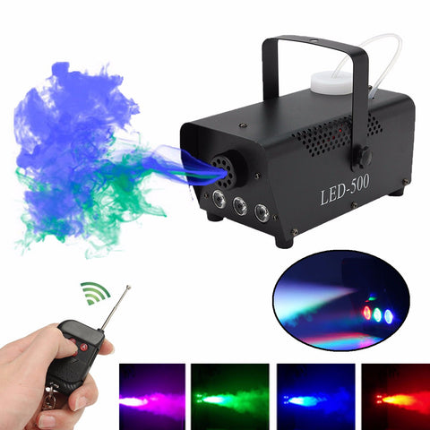 500W Fog/Smoke Machine w/ Remote RGB LED DJ Thrower DJ Party family ball leisure parties Light Smoke Thrower