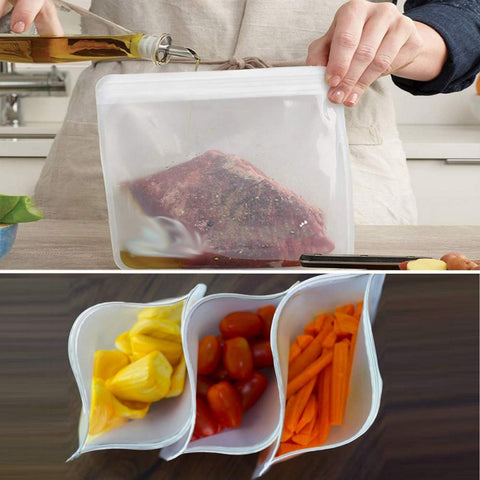 Thicken PEVA Food Storage Containers Reusable Silicone Fresh Bags Moistureproof Refrigerator Sealed Bag Ziplock Kitchen Organize