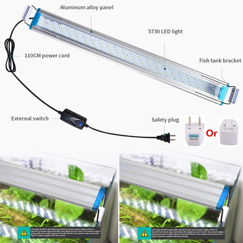 Aquarium LED Lighting  EU/US Plug Plant Light Plant Fish Tank LED Light Aquatic Slim Grow Lighting Lampe 18/28/38/48CM