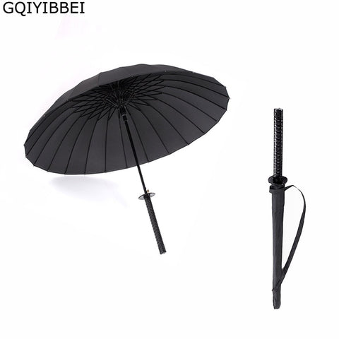 GQIYIBBEI Creative Long Handle Large Windproof Samurai Sword Umbrella Japanese Ninja-like Sun Rain Straight Umbrella Manual Open