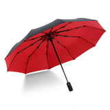 JPZYLFKZL Ten Bone Automatic Folding Umbrella Female Male Car Luxury Large Windproof Umbrella Umbrella Men Rain Black Paint