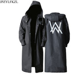 JPZYLFKZL Stylish EVA Black Adult Raincoat Alan Walker Pattern Outdoor Men's Long Style Hiking Poncho Environmental  rain coat