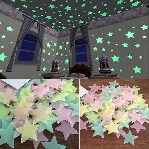 100pcs/set Night Luminous Stars Sticker Glow In The Dark Toys Child of light Stickers for Kids Bedroom Decor Xmas Birthday Gifts