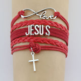 Hand-knitted JESUS Christian Bible Cross Bracelet Braided Bracelet