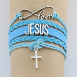 Hand-knitted JESUS Christian Bible Cross Bracelet Braided Bracelet